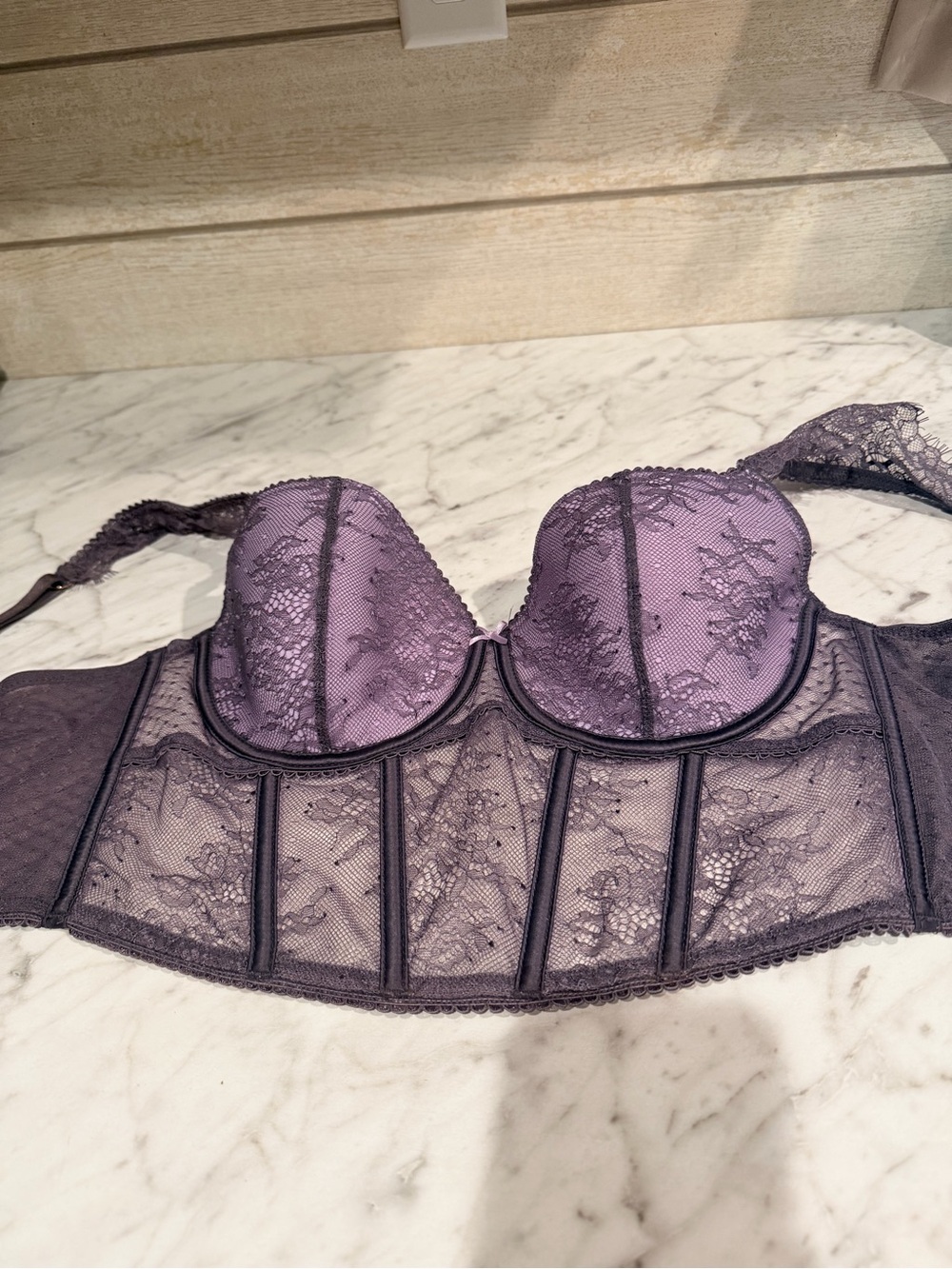 Victoria's Secret Lavender Purple Lace Longline Bustier Bra